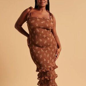 Tie- Strap Smocked Midi Dress – Abercrombie & Fitch